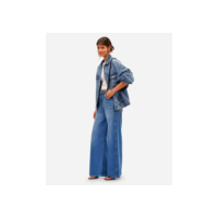 calça skater feminina jeans cintura média azul