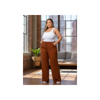 Calça Pantalona Plus Size Duna Com Elastico Na Cintura