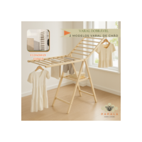 Varal Dobrável Reforçado Branco com Abas, Anti Ferrugem, Grande, Portátil p/ Roupas