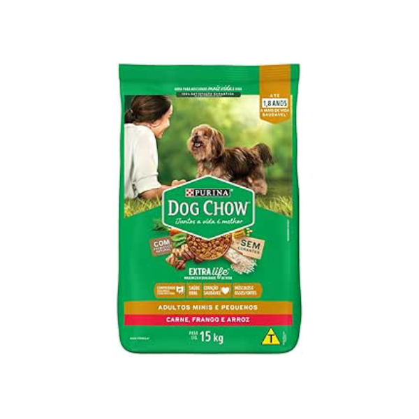 Purina Dog Chow Ração Adulto Raças Pequenas Frango e Arroz - 15kg para Todas Pequeno Adulto - Sabor Frango