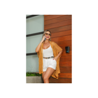kimono Trico Acessório Terceira Peça Saída de Praia Feminino Moda Quimono Rendado Ponto Crochê Estilo Moda