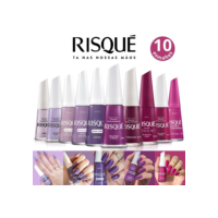 Kit 10 Esmaltes Risqué Diversos Tons Rosa e Roxo Atacado