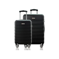 Kit Conjunto 2 Malas de Viagem Rígida Expansiva Bordo 10kg e Média Despachada 23kg Rodas Duplas 360º Cadeado TSA Gladiador A3PM Preto