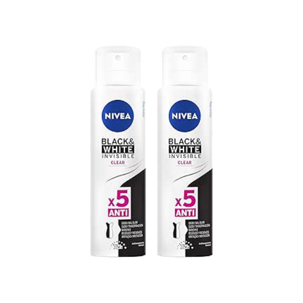 NIVEA Kit Desodorante Aerossol Black & White Clear 150ml - 2 Unidades, Nivea, pacote de 2
