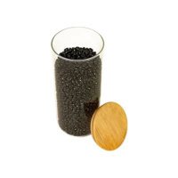 Oikos - Pote de Vidro 1,6L com Tampa de Bambu Hermético Redondo Flat