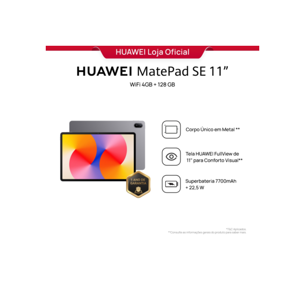 HUAWEI MatePad SE 11" | Tablet | Design de Corpo Único em Metal | 7700 mAh + Superbateria de 22,5 W