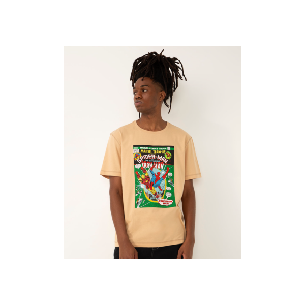 camiseta de algodão homem aranha manga curta bege