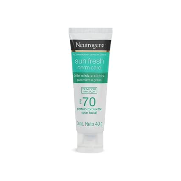 Neutrogena Sun Fresh Protetor Solar Facial Derm Care, Pele Oleosa, Sem Cor, FPS 70, 40g
