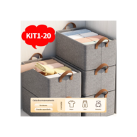 KIT1~KIT20 Caixa de Armazenamento,Organizador de Armário Empilhável,Resistente,Fácil Montagem,Lavável para Casa e Quarto