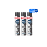 KIT NIVEA MEN Desodorante Antitranspirante Aerosol Invisible Black & White 200ml - 3 Unidades
