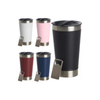 Kit 2 Copo Térmico Inox 473ml Com Abridor De Garrafa Diversas Cores Café Chá