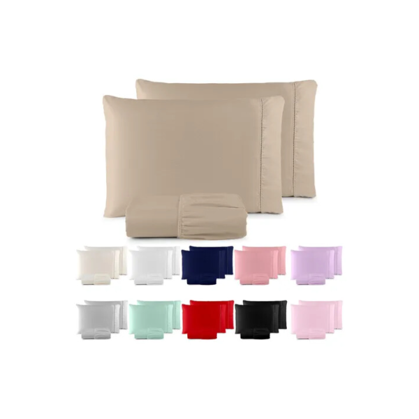 Jogo De Lençol Casal Padrão 3 Pçs 400 Fios C/ Elástico Hotel - Cáqui - Liso