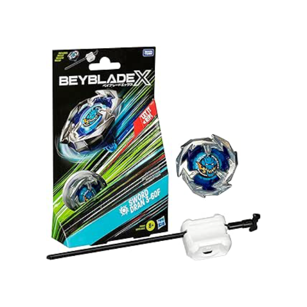 Beyblade X, Pião, Sword Dran 3-60F - Conjunto de Brinquedo Tipo Ataque, Giro à Direita, Inclui Lançador - A partir de 8 Anos