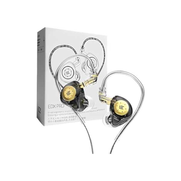 Fone De Ouvido Profissional KZ EDX Pro Intra-auricular, Driver Dinâmico Magnético Composto de 10mm, Cabo Substituível, Original - Perfeito para Cantores - AlverSun (PRETO TRANSLUCIDO)