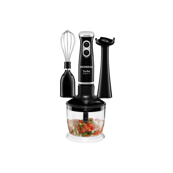 Mixer 3 em 1 com Batedor e Triturador Turbo Mondial 350W Preto - M-14