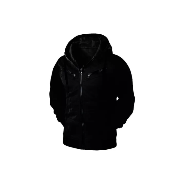 Blusa De Frio Moletom Felpado De Zíper Slim Com Capuz