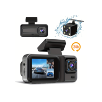 Câmera de painel de 3 canais para carros, caixa preta, 1080p, gravador de vídeo, câmera de visão traseira para veículo, carro, dvr, acessórios de carro