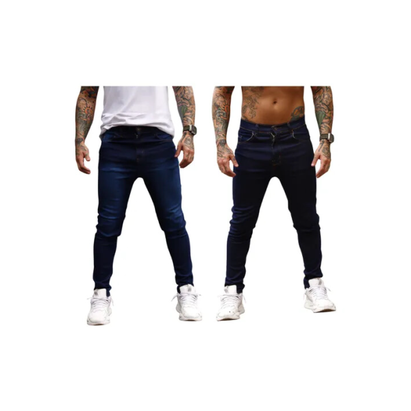 Kit 2 Calça Jeans Masculina Preta Azul Direto Fabrica Slim