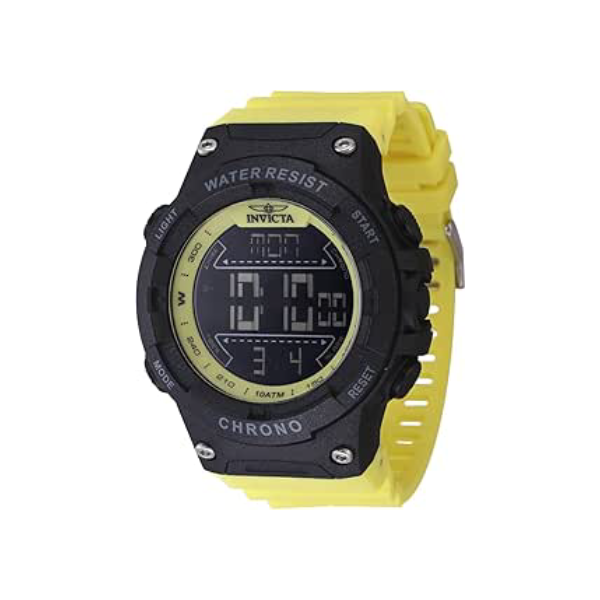 Invicta Racing Men mostrador eletrônico digital de plástico preto preto de 52 mm, Amarelo