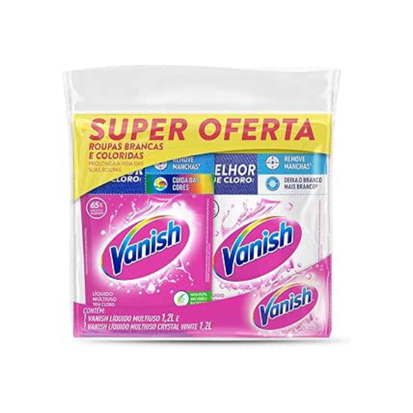 Kit Tira Manchas Vanish Gel Multiuso 1,2L + Crystal White 1,2L