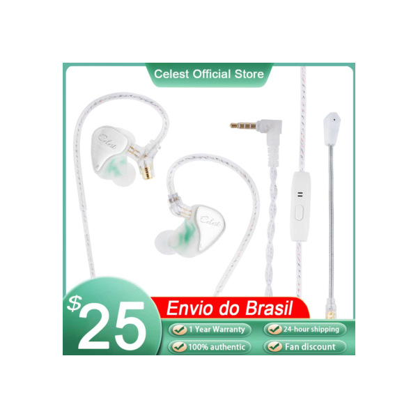 Kinera Celest Wyvern Pro 10mm LCP Driver In Ear Fone de ouvido Microfone para transmissão ao vivo Fone de ouvido para jogos com cabo removível de 0,78 2 pinos