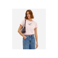 camiseta de algodão manga curta segurando a barra rosa