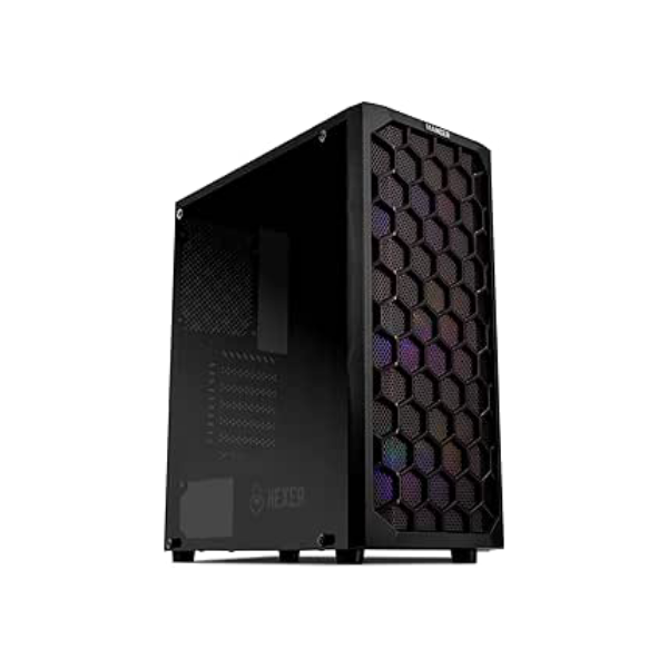 Gabinete Gamer Mancer Hexer | Rainbow | Mid-Tower | Lateral de Vidro | Com 3 Fans | Preto | MCR-HEX-RB01