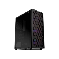 Gabinete Gamer Mancer Hexer | Rainbow | Mid-Tower | Lateral de Vidro | Com 3 Fans | Preto | MCR-HEX-RB01