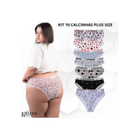 Kit 10 Calcinhas Plus Size Femininas De Algodão Confortável