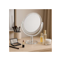 Espelho de Mesa Dupla Face 18x13 cm com Suporte Giratório 360º - Ideal para Maquiagem e Barbear