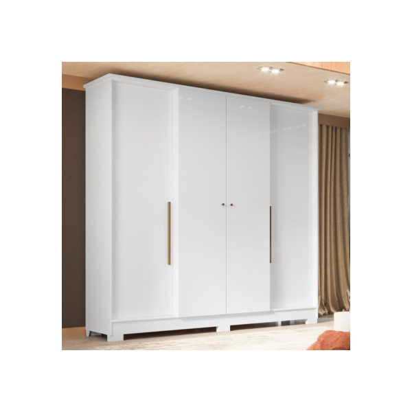 Guarda Roupa Casal 4 Portas 2 Gavetas Mônaco Espresso Móveis Branco