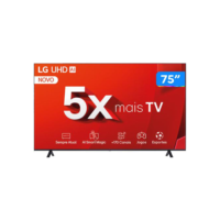 Smart TV 75" 4K LG Ultra HD 75UT8050 com Processador a5 Ger7 AI Alexa/Chromecast integrado Otimizador de Jogos webOS 24 e Controle Smart Magic