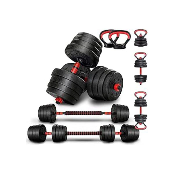 Kit Anilhas Barras de Halteres e Kettelbell Ajustáveis 6 em 1-20kg