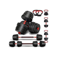 Kit Anilhas Barras de Halteres e Kettelbell Ajustáveis 6 em 1-20kg