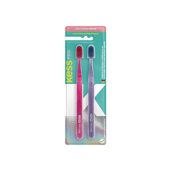 Kess Pack Com 2 Escovas Dentais Pro Extra Macias