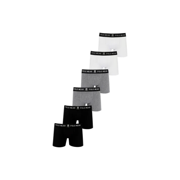 Kit 6 Cuecas Boxer Algodão Polo Wear Sortido