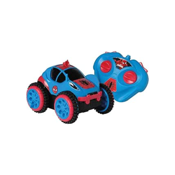 Carro de Controle Remoto Spider Flip, Spiderman, Marvel, 3 Funções, Candide, Azul/Vermelho