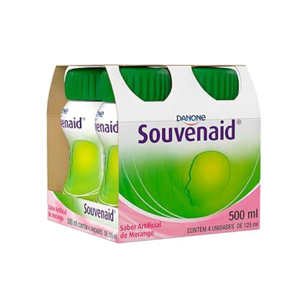 Souvenaid Suplemento Nutricional, Ômega-3, Vitaminas C e B, Selênio, Sabor Morango, 4 Unidades de 125ml