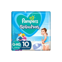 Fraldas Descartáveis Para Água Pampers Splashers Baby Shark G-XG 10 fraldas