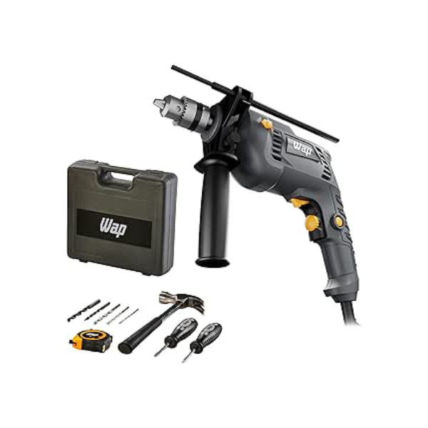 WAP Parafusadeira e Furadeira de Impacto 3/8" WF-700K10, com 11 Acessórios e Maleta, Controle de Velocidade, 700W 127V
