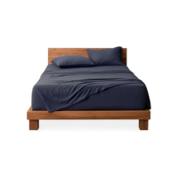 Decolab Jogo de Lençol 100% Algodão Premium Extra Macio - Roupa De Cama Antiácaro, Inclui Lençol Com Elástico (Forro), De Cima e Fronhas (Azul-marinho, Casal Completo (4 peças))
