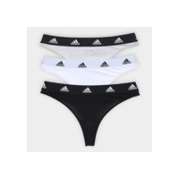 Kit Calcinha Adidas Fio Dental 3 Peças - Preto+Cinza