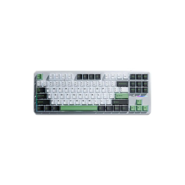 Teclado sem fio Aula F87 Rgb branco/preto/verde (cinza sw) branco Idioma do teclado inglês EUA