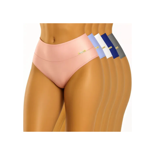 Kit Com 5 Lindas Calcinha Cós Alto Cores Atacado Revenda