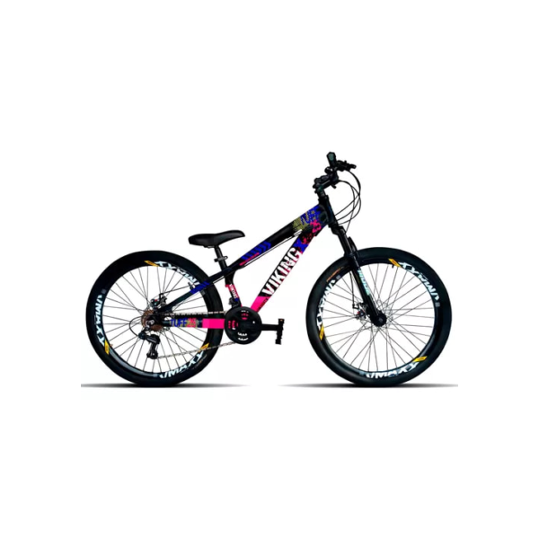 Bicicleta Mountain Bike Vikingx Tuff 25 Aro 26 Quadro 13 - Preto/rosa