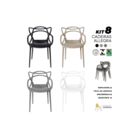 Conjunto 8 Cadeiras Allegra Sala de Jantar Cozinha Jardim Empilhavel