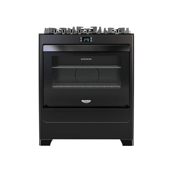 Fogão 5 Bocas Preto com Mesa de Vidro e Timer Digital Dako Supreme Black Glass Bivolt