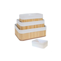 Vittak Kit 3 Cestos Organizadores De Bambu Multiuso Com Forro