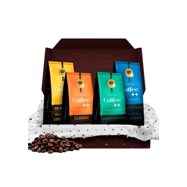 Coffee Mais Grãos │ Kit Clássico e Fazendas → 1 Clássico + 1 Chapada de Minas + 1 Mantiqueira de Minas + 1 Cerrado Mineiro │Café Super Especial │ 100% Arábica │ Torra Média │250g x 4