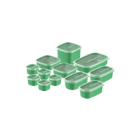Jogo de Potes Tramontina MixColor em Polipropileno Verde Sálvia com Tampa Transparente 12 Peças